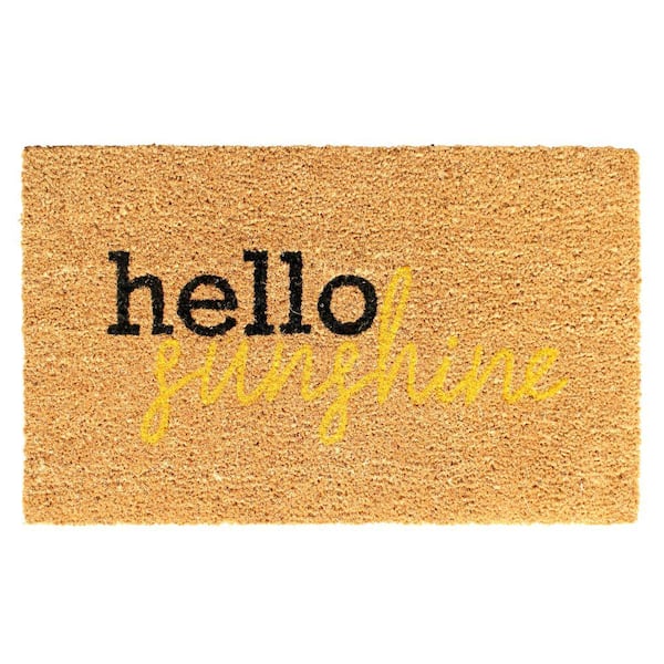 Unbranded Natural Gold 18 in. x 30 in. Hello Sunshine Door Mat