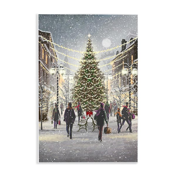 Stupell Industries Town Christmas Tree by Pip Wilson 1-Piece Unframed Graphic Print People Poster Art Print 19 in. x 13 in.