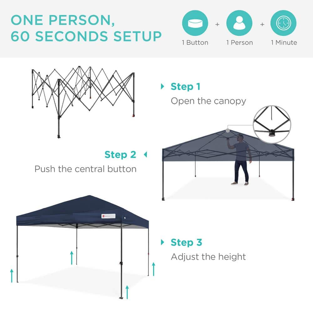 Blue 10x10ft Steel Pop-Up Canopy Tent with Wheeled Case