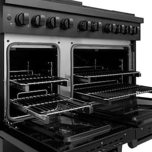 48 in. 8 Burner Freestanding Gas Range & Double Convection Gas Oven in Black Stainless Steel