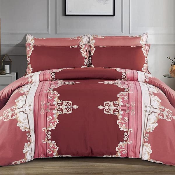 Shatex All Season Bedding 2-Piece Red Polyester Twin Size Ultra Soft Elegant Bedding Comforters set
