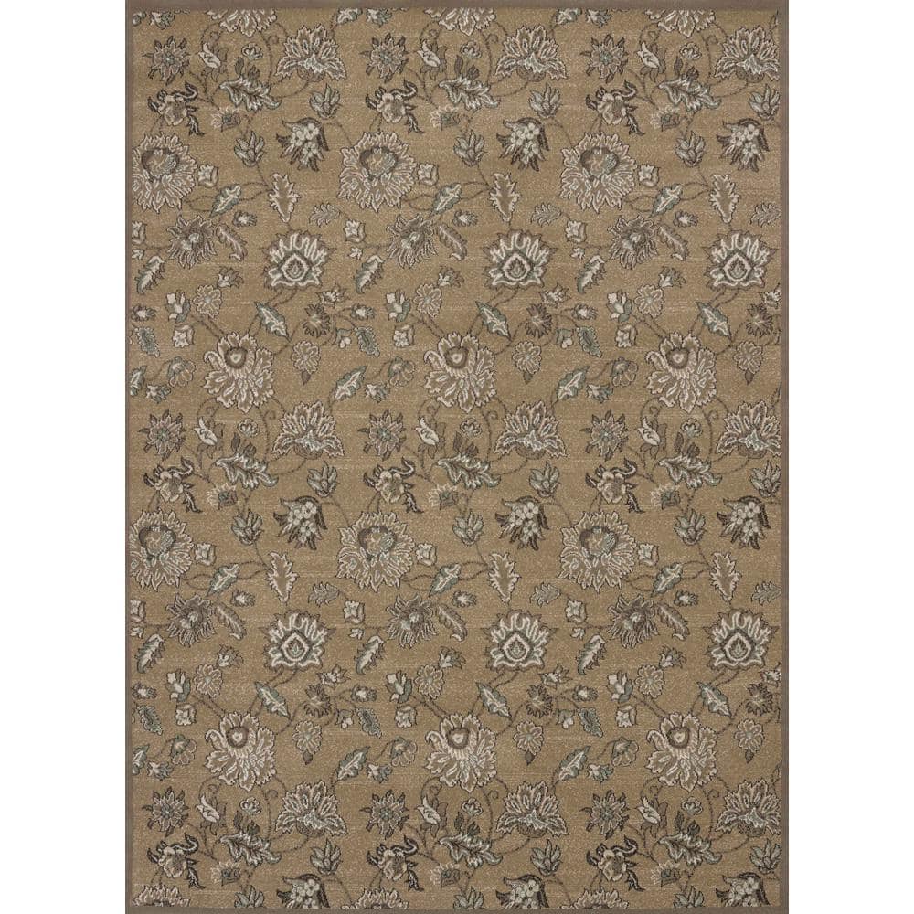 Pisa Beige 3 ft. x 5 ft. Traditional Floral Area Rug