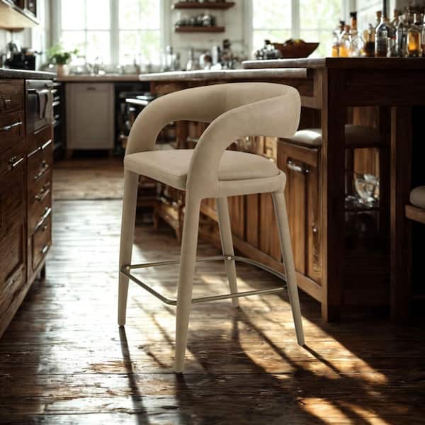Faerron 25.6 in. Tan Metal Leg Counter Stool