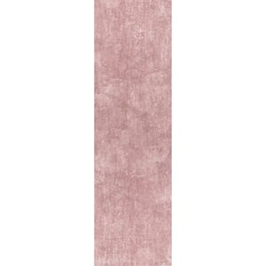 Loni Solid Machine Washable Shag Pink 3 ft. x 10 ft. Runner Rug