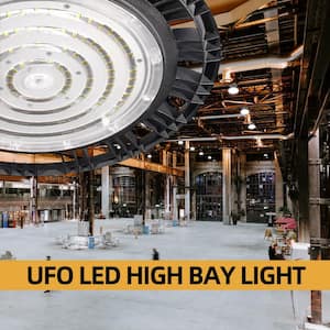 1 ft. 300-Watt Equivalent Integrated LED Dimmable Black UFO LED High Bay Light 14000 Lumens 5000K