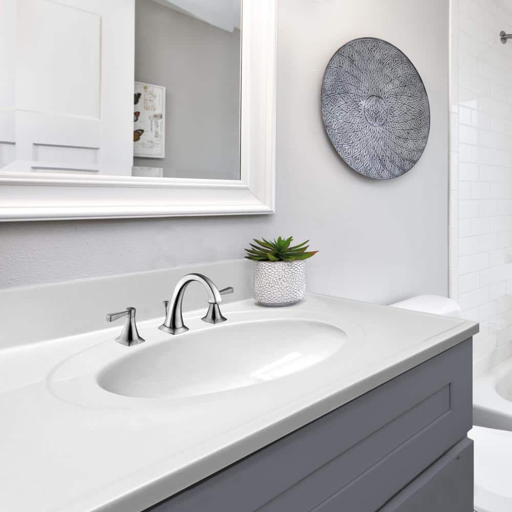Solid White Ceramic Vanity Top with Backsplash, 37"