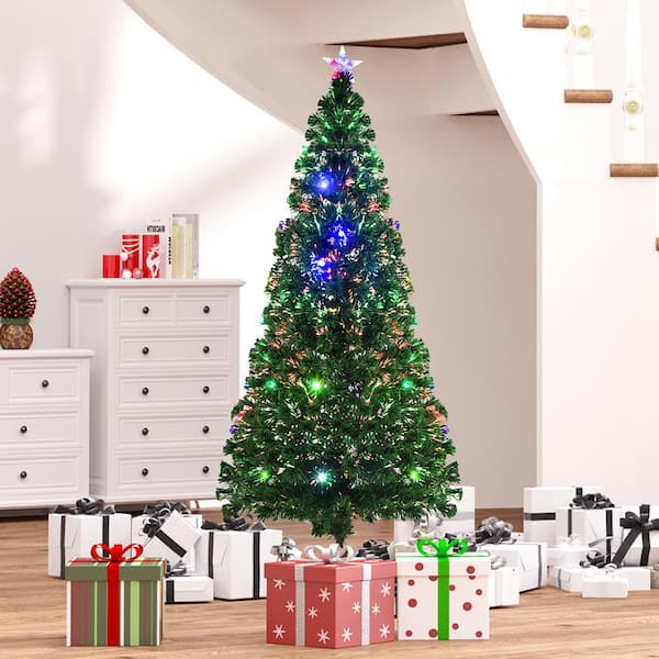 6' Pre-Lit Fiber Optic Artificial Christmas Tree 26 LED Lights White 