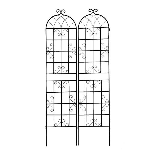 Zeus & Ruta 86.7 in. Metal Black Garden Trellis for Climbing Plants