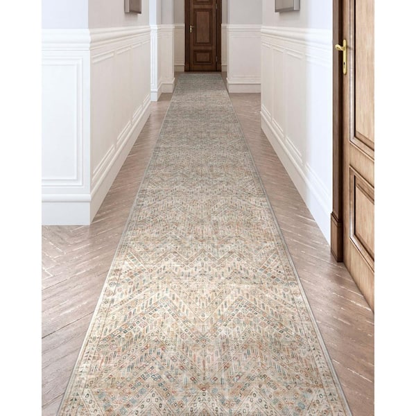 Ivory 2 ft. 7 in. x 24 ft. 9 in. Asha Anya Vintage Tribal Runner Area Rug