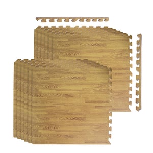 24 in. x 24 in. x 0.47 in. Light Wood Grain EVA Interlocking Foam Floor Mat for Exercise, Protect Flooring (12-Pack)