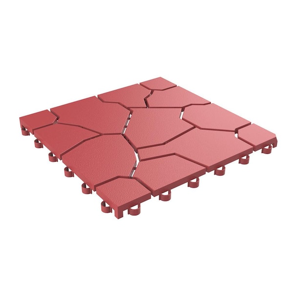 Deck Tile Flooring In Brick Red, Snap Together Tile Flooring Home Depot