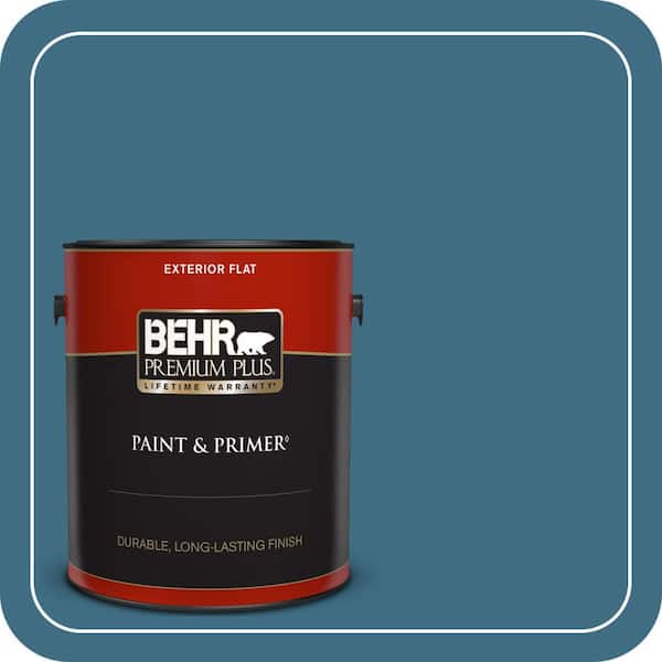 BEHR PREMIUM PLUS 1 gal. #560D-6 Seven Seas Flat Exterior Paint & Primer