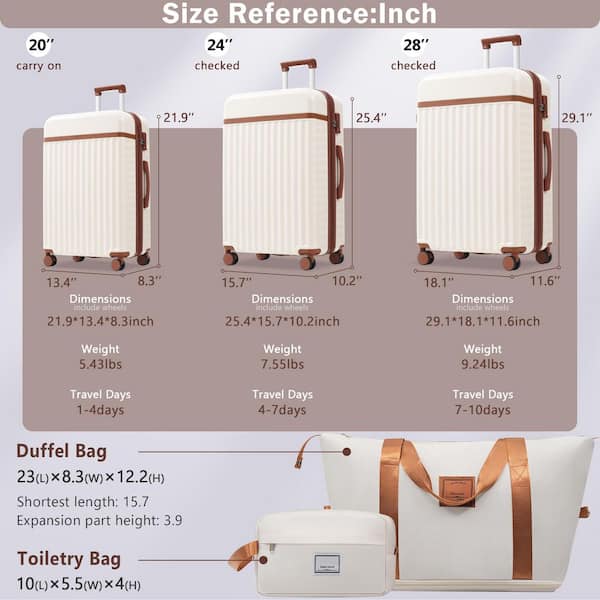 Merax 5 Bags 5-Piece Brown and White Expandable ABS Hardshell