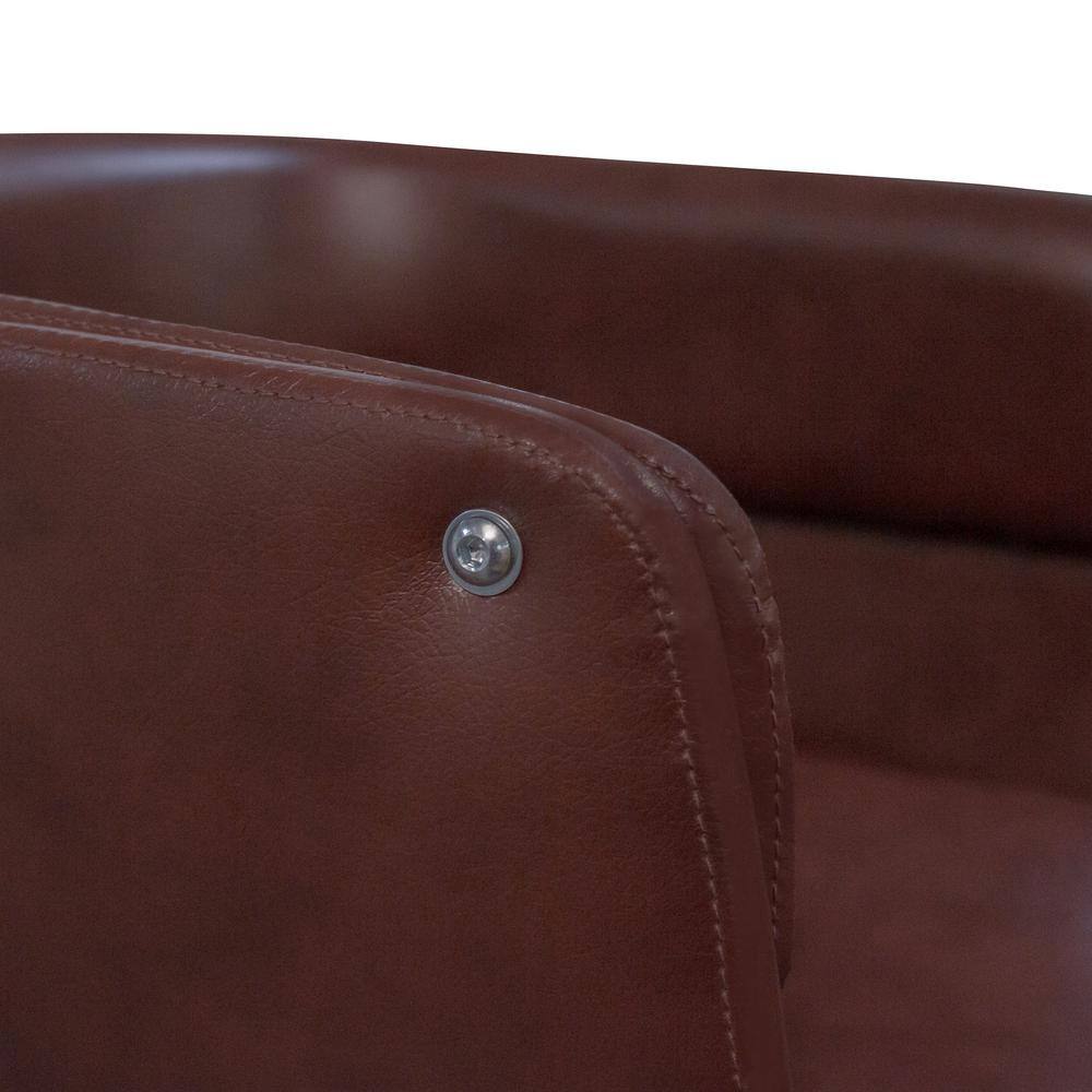 Modern Brown Faux Leather Swivel Task Chair with Metal Base