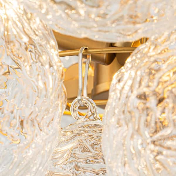 3 Light Brushed Gold Nordic Modern Bubble Ball Grape Cluster Chandelier for Living Room With Hammer Glass