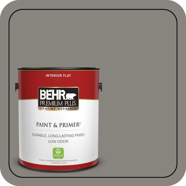 BEHR PREMIUM PLUS 1 gal. #PPU24-07 Barnwood Gray Flat Low Odor Interior Paint & Primer