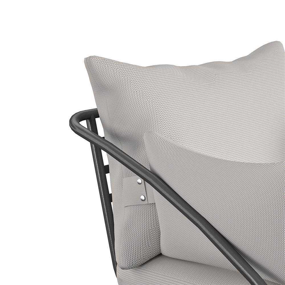Charcoal Steel Outdoor Lounge Chairs with Cushions, 2-Pack