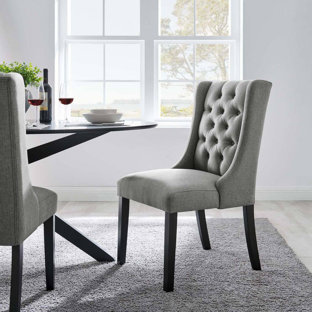 Elegant Parsons Side Chair in Light Gray with Button Tufting