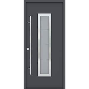 ARGOS 37 in. x 82" Right-Hand/Inswing Frosted Glass ANTRACIT/WHITE Finished Steel Prehung Front Door with Hardware Kit