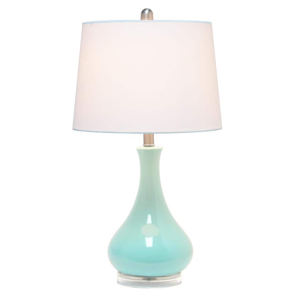 Aqua Ceramic Droplet Table Lamp with Fabric Shade