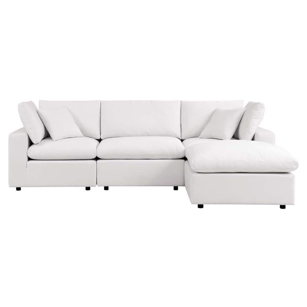 MODWAY Commix 4-Piece Aluminum Outdoor Patio Sectional Sofa with White ...