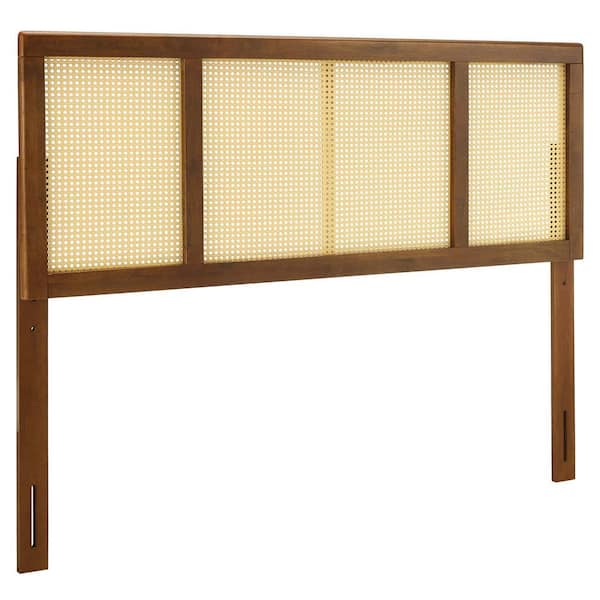 MODWAY Delmare Walnut Cane Queen Headboard
