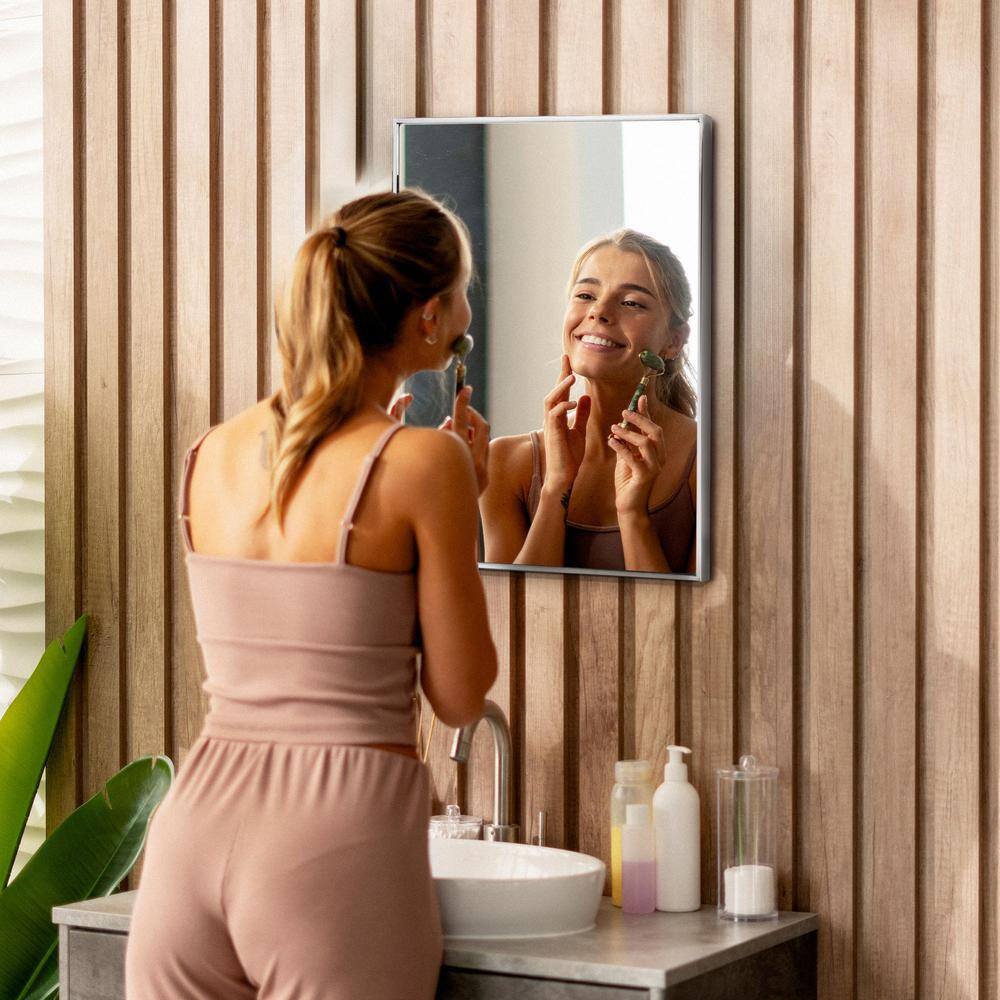 Bright Chrome Rectangular Wall Vanity Mirror 30" x 36"