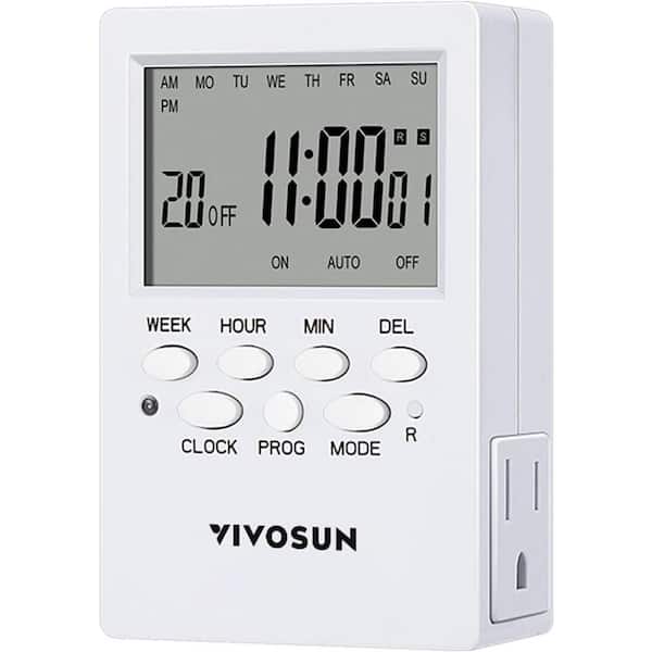 VIVOSUN 7-Day 10080 min Indoor Programmable Plug-in Outlet Digital Timer