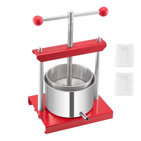 3L/0.8 Gal. Fruit Wine Press-2 Stainless Steel Barrels-Manual Juice Maker-Ideal for Cider, Apple, Grape, Tincture