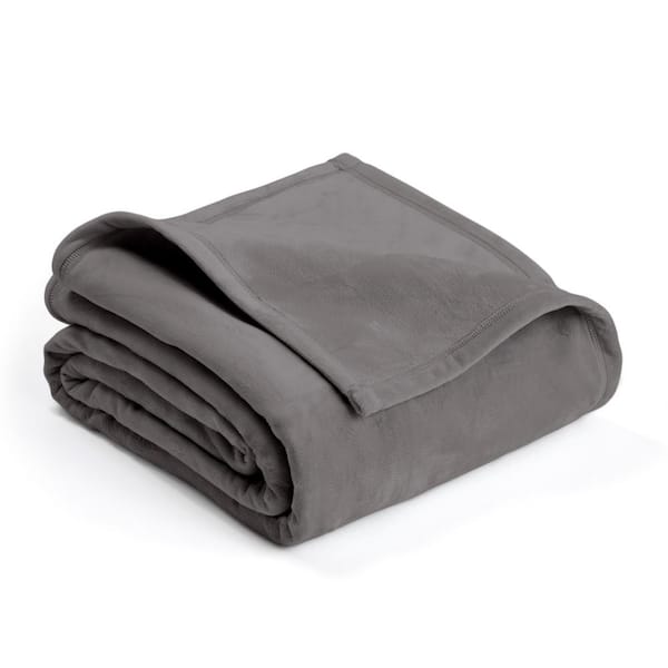Vellux Plush Tornado Gray Polyester Twin Blanket