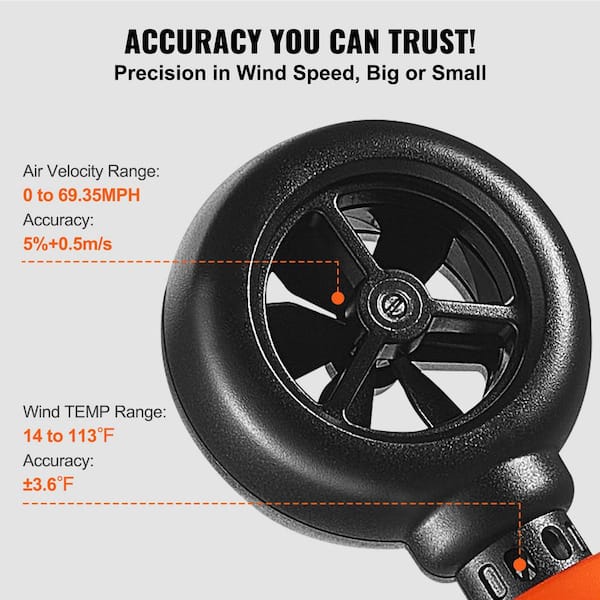 Handheld Anemometer Wind Speed Meter LCD Backlight Thermomoter