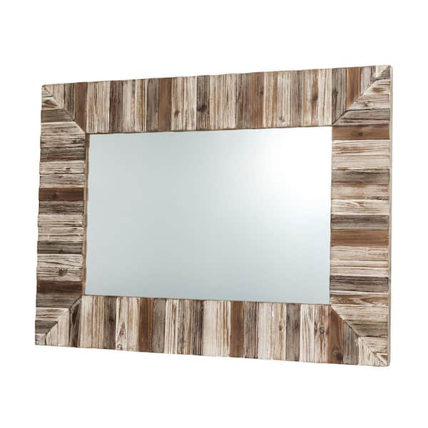 Glitzhome 39.76 in. W x 29.92 in. H Farmhouse Rectangle Wooden Frame Wall Accent Mirror