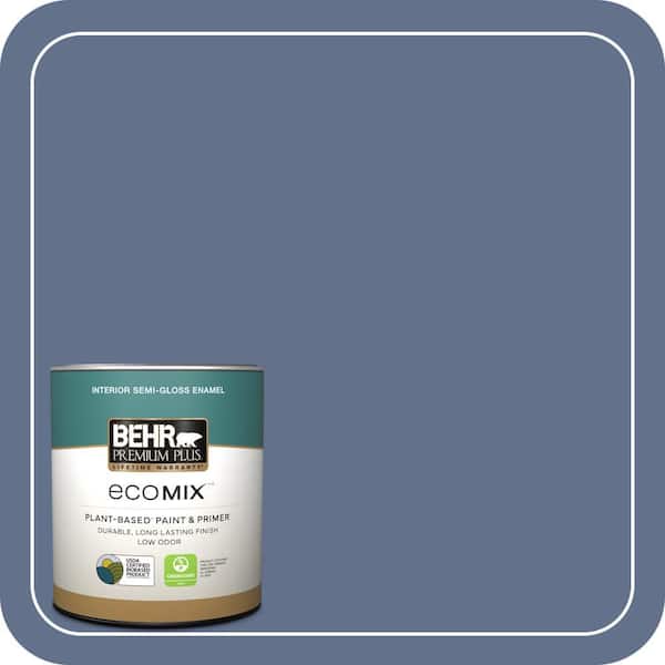 1 qt. #600F-6 Atlantic Blue Semi-Gloss Enamel EcoMix Plant-Based Interior Paint & Primer