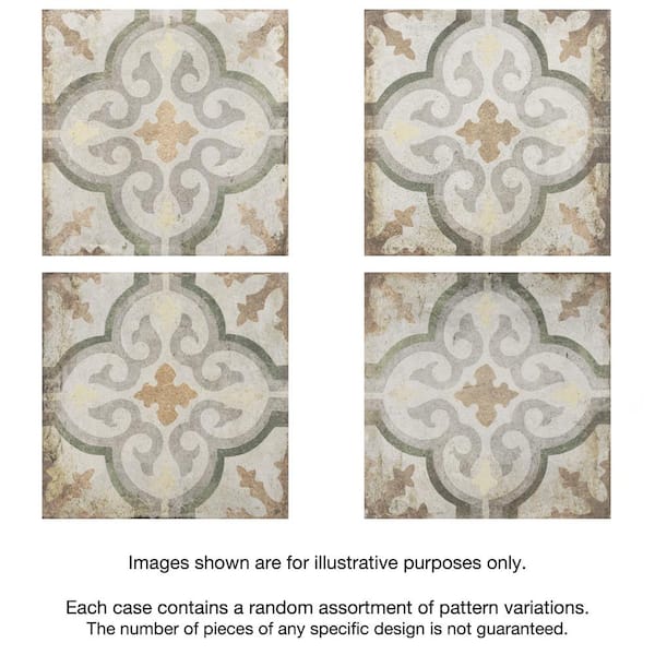 Questions and Answers for Merola Tile D'Anticatto Decor Palazzo 8-3/4 in. x  8-3/4 in. Porcelain Floor and Wall Tile (11.25 sq. ft. / case)