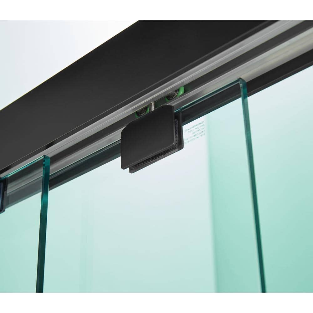 60" Matte Black Aluminum Framed Double Sliding Shower Door