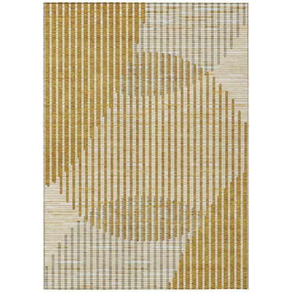 Chantille Machine Washable Indoor/Outdoor Abstract ACN1001 Gold 3 ft. x 5 ft. Area Rug