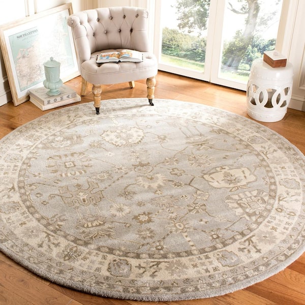 7 Ft Round Border Area Rug Roy633a 7r, Round Living Room Rugs