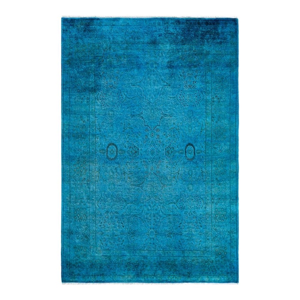 Fine Vibrance Blue 4 ft. x 6 ft. Solid Wool Indoor Area Rug