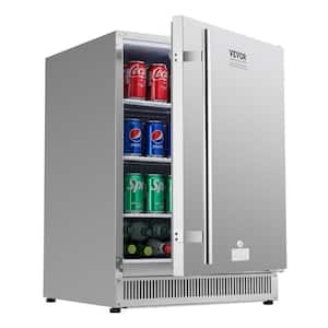 24 in. Indoor/Outdoor Beverage Refrigerator 185 qt. Freestanding Beverage Fridge with Stainless Steel Body