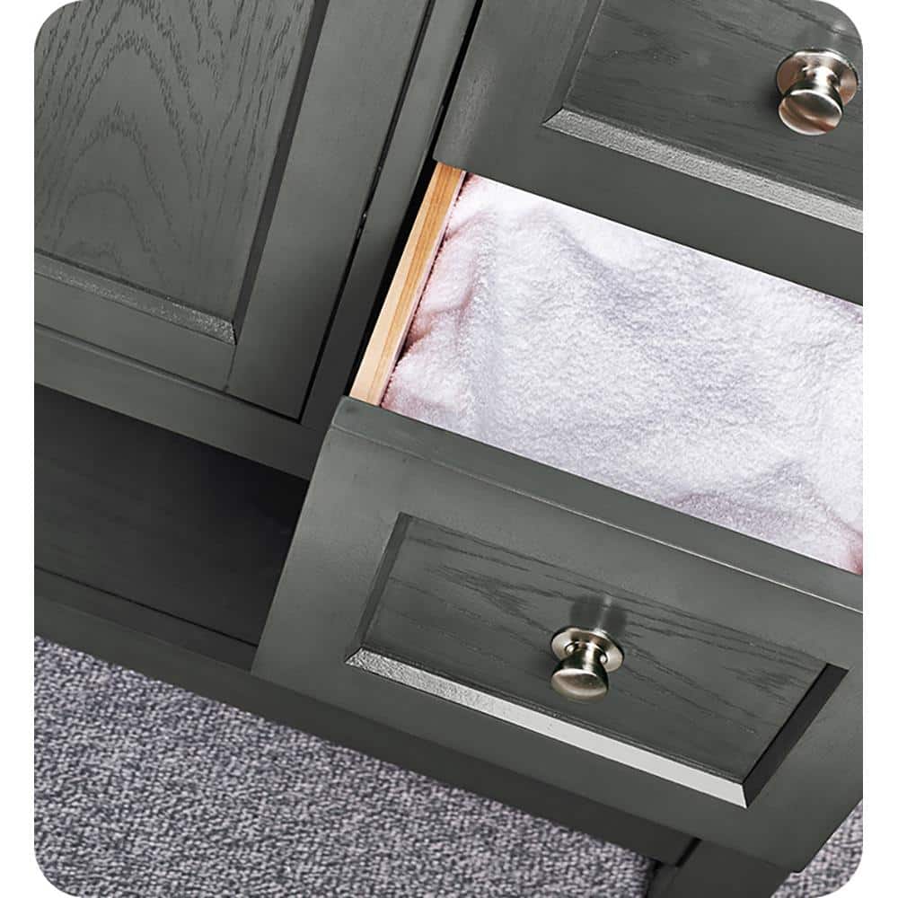 Gray Solid Wood and MDF Freestanding Double Sink Bathroom Vanity