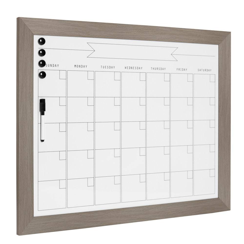 Black Wood Framed Magnetic Dry Erase Monthly Calendar