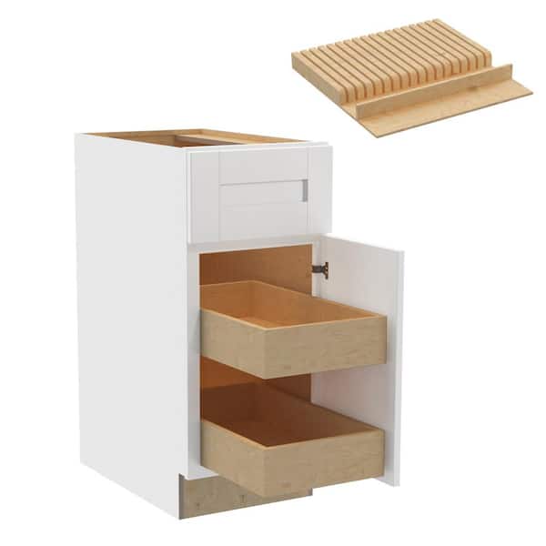Home Decorators Collection Washington Vesper White Plywood Shaker Assembled Base Kitchen Cabinet Rt 2ROT KB15 W in. 24 D in. 34.5 in. H