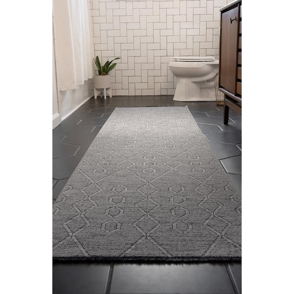 Alma Light Gray 2 ft. x 8 ft. Geometric Machine Washable Indoor Runner Rug