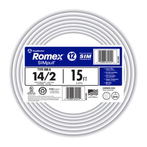 15 ft. 14/2 Solid Romex SIMpull CU NM-B W/G Wire