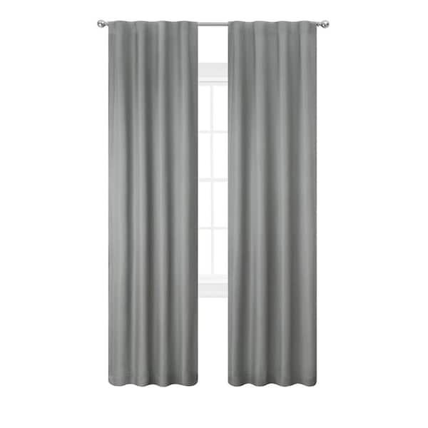 Nautica Ultimate Charcoal Blackout Back Tab Curtain - 38 in. W x 108 in. L (2-Panels)