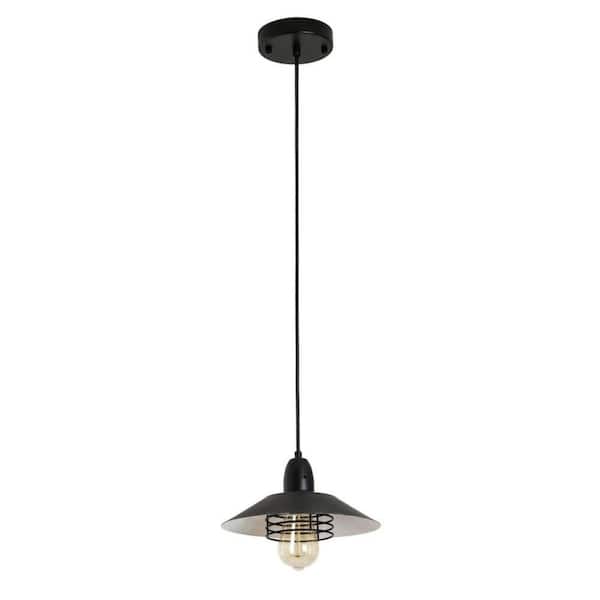 Amucolo 1-Light Black Vintage Farmhouse Pendant Light Fixture Pendant Metal Pendant Light Chandelier with Adjustable Height