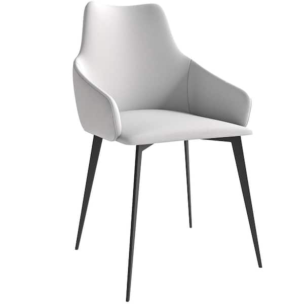 Leisuremod Sonnet Modern Dining Chair with Upholstered Seating and Arms in Metal Legs (Coconut White)