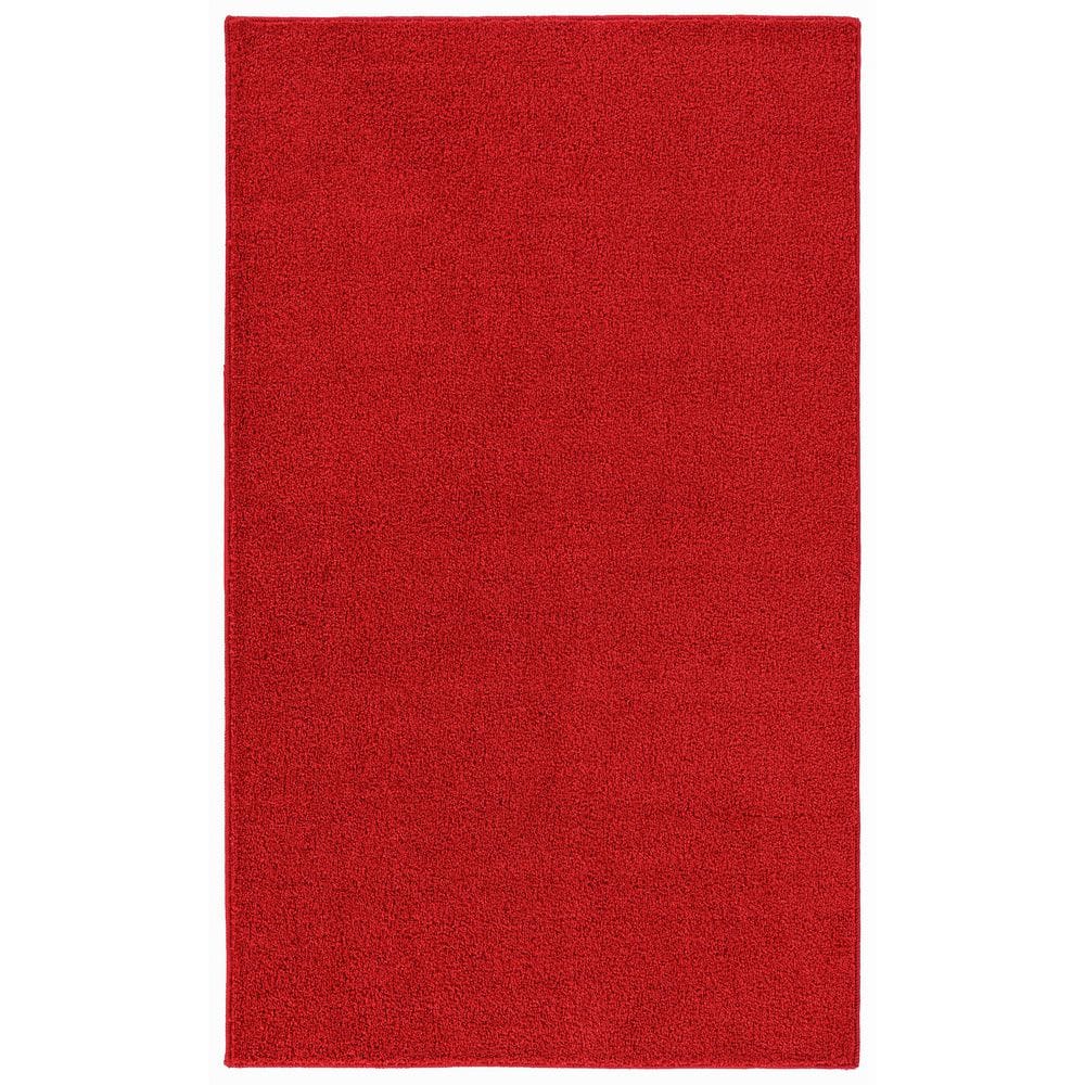 Palmer Plush 3 ft. x 5 ft. Classic Red Washable Non Slip Solid Color Area Rug price history on PriceWatchPro