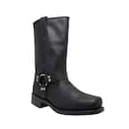 Men's Medium 8 Black Full-Grain Oiled Leather Harness Boot