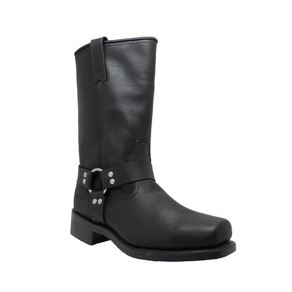 RideTecs Men's Wide 10 Black Full-Grain Oiled Leather Harness Boot
